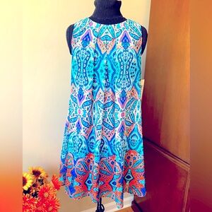 Eliza J Dress Sleeveless Chiffon size 12 blue pink
